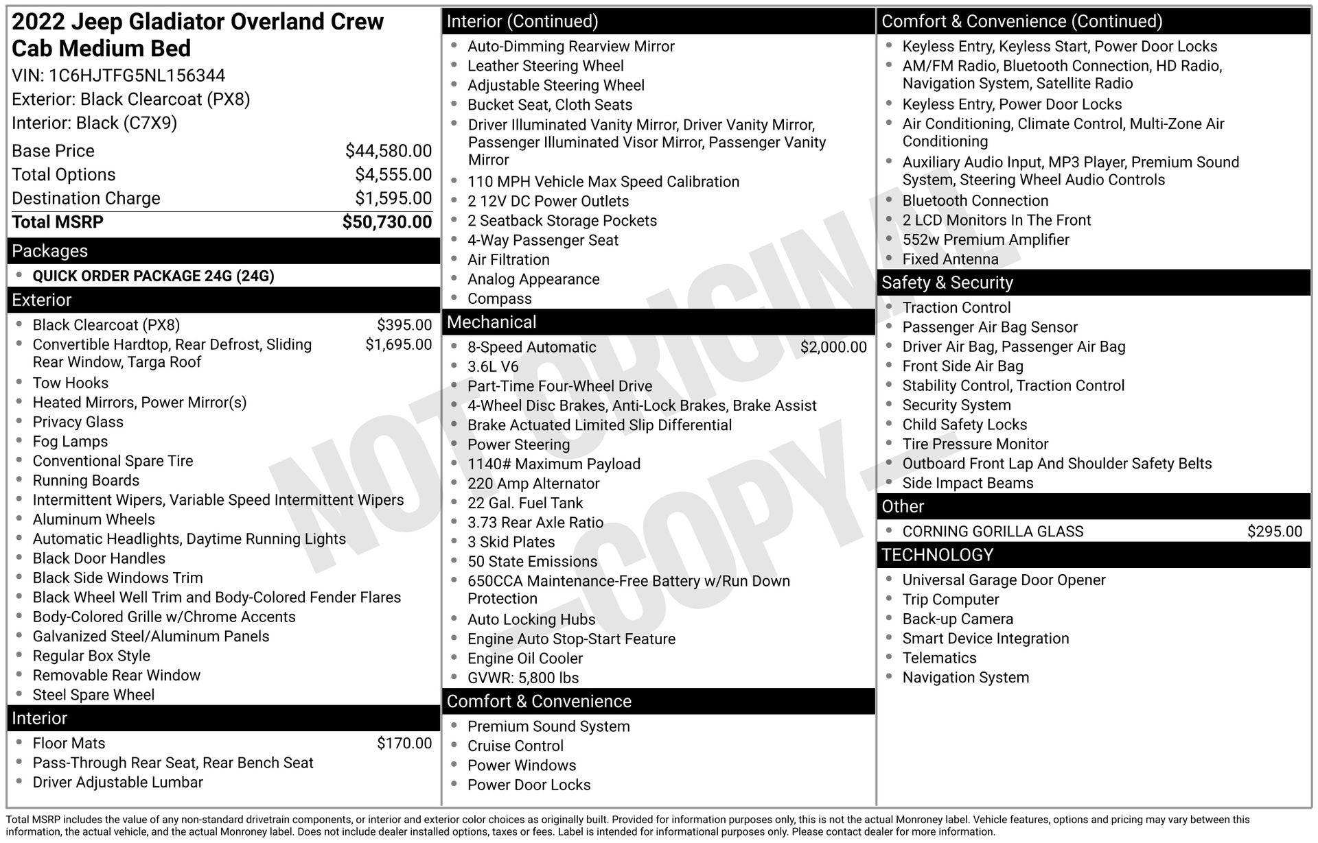 2022 Jeep Gladiator Overland 4x4
