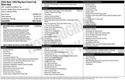 2022 RAM 1500 Big Horn Crew Cab 4x4 5'7' Box