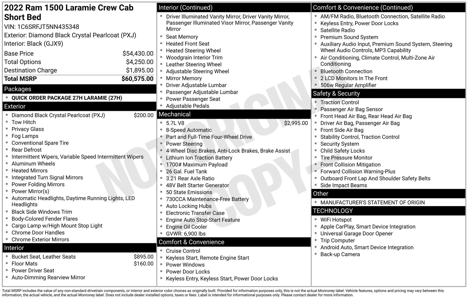 2022 RAM 1500 Laramie Crew Cab 4x4 5'7' Box