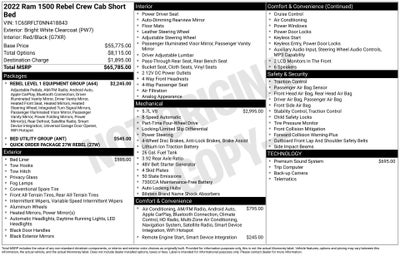 2022 RAM 1500 Rebel Crew Cab 4x4 5'7' Box