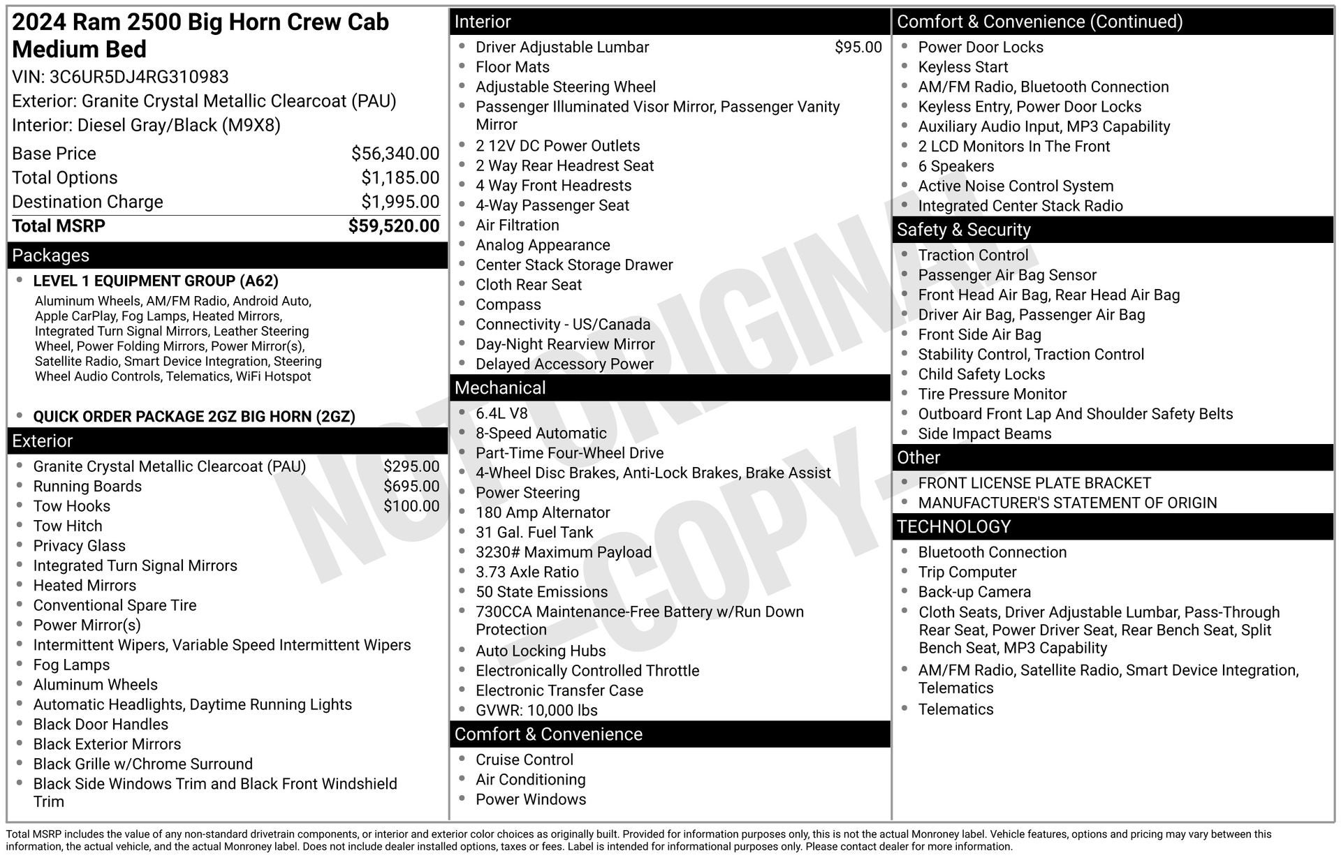 2024 RAM 2500 Big Horn Crew Cab 4x4 6'4' Box