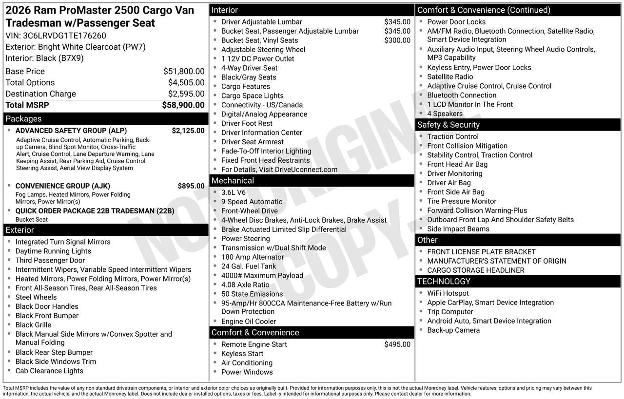 2026 RAM ProMaster 2500 High Roof