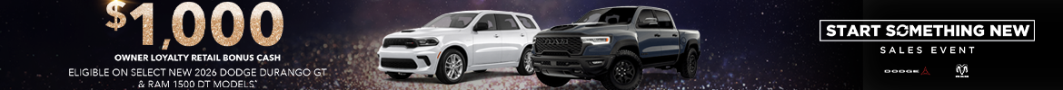 Select New 2026 Dodge Durango GT & RAM 1500 DT Models