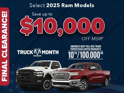Select 2025 Ram Models Final Clearance!