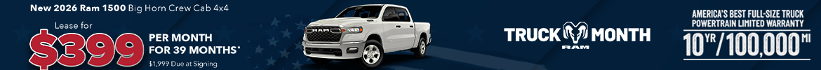 2026 Ram 1500 Big Horn Crew Cab 4X4 lease $399 Fayetteville NC
